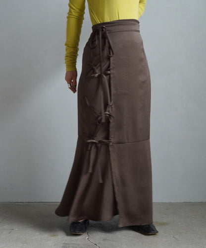 【SAMPLE SALE】Satin Mermaid Wrap Skirt/BROWN(身長162㎝丈)