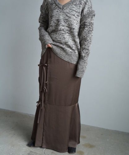 【SAMPLE SALE】Satin Mermaid Wrap Skirt/BROWN(身長162㎝丈)