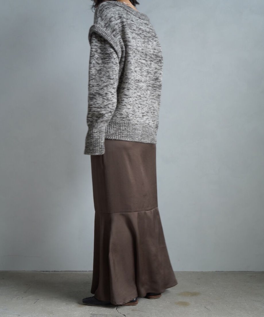 【SAMPLE SALE】Satin Mermaid Wrap Skirt/BROWN(身長162㎝丈)