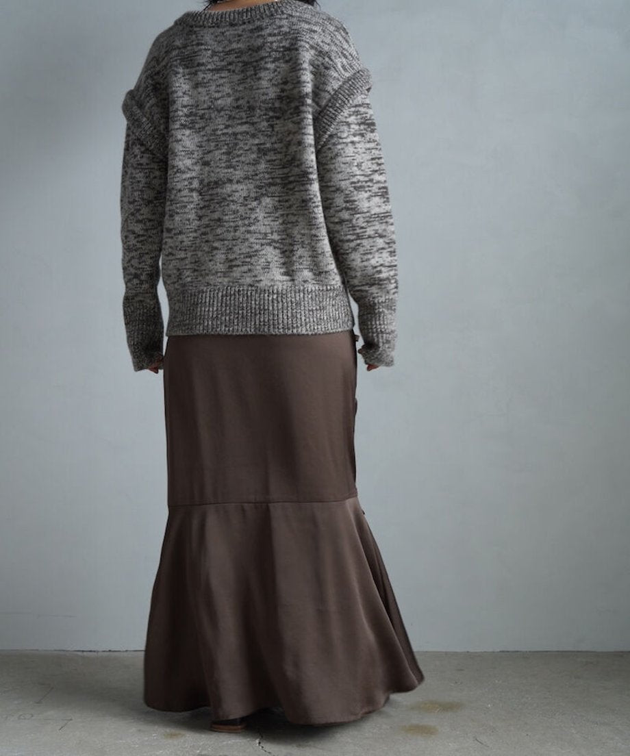 【SAMPLE SALE】Satin Mermaid Wrap Skirt/BROWN(身長162㎝丈)