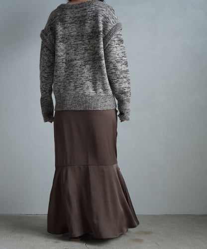 【SAMPLE SALE】Satin Mermaid Wrap Skirt/BROWN(身長162㎝丈)
