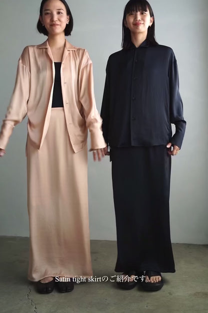 Satin Tight Skirts / BROWN -5月23-28日発送-