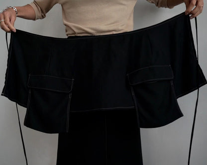 Fibril Chambray Skirt / BLACK -9月30日発送-