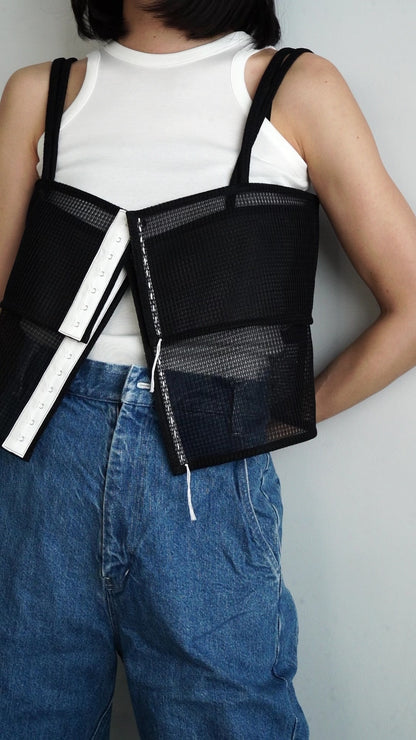 Double Mesh Cami / BLACK