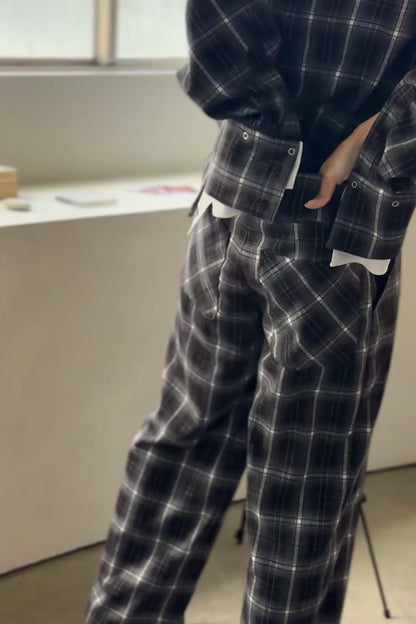 Overlay Check Pants / GRAY -10月13-16日発送-