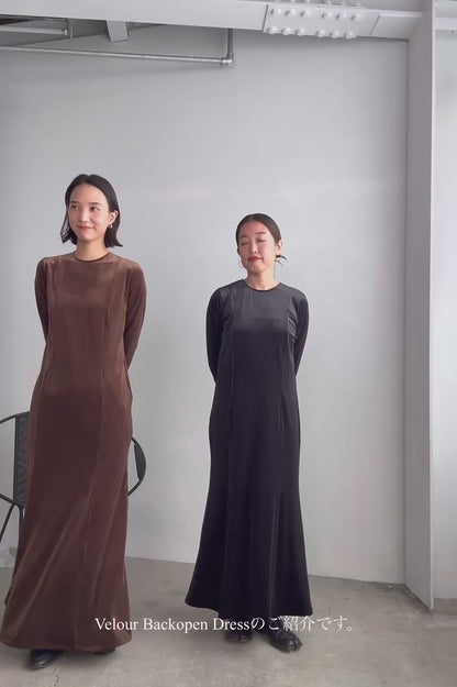 Velour Backopen Dress / BLACK -1月25日発送-