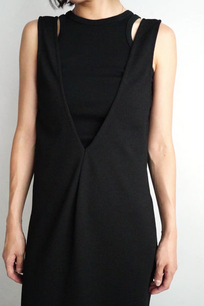 Vneck Jersey Dress / BLACK -9月15-20日発送-