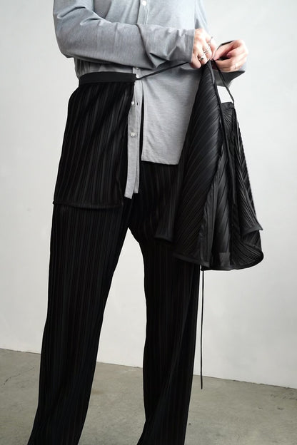 Pleats Wrap Skirt Pants / BLACK -4月24日発送-
