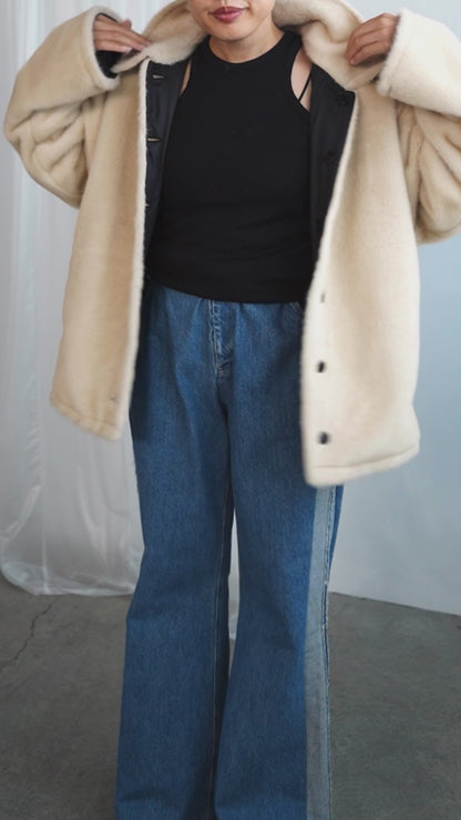 Reversible Fur Nylon Blouson / BLACKCREAM